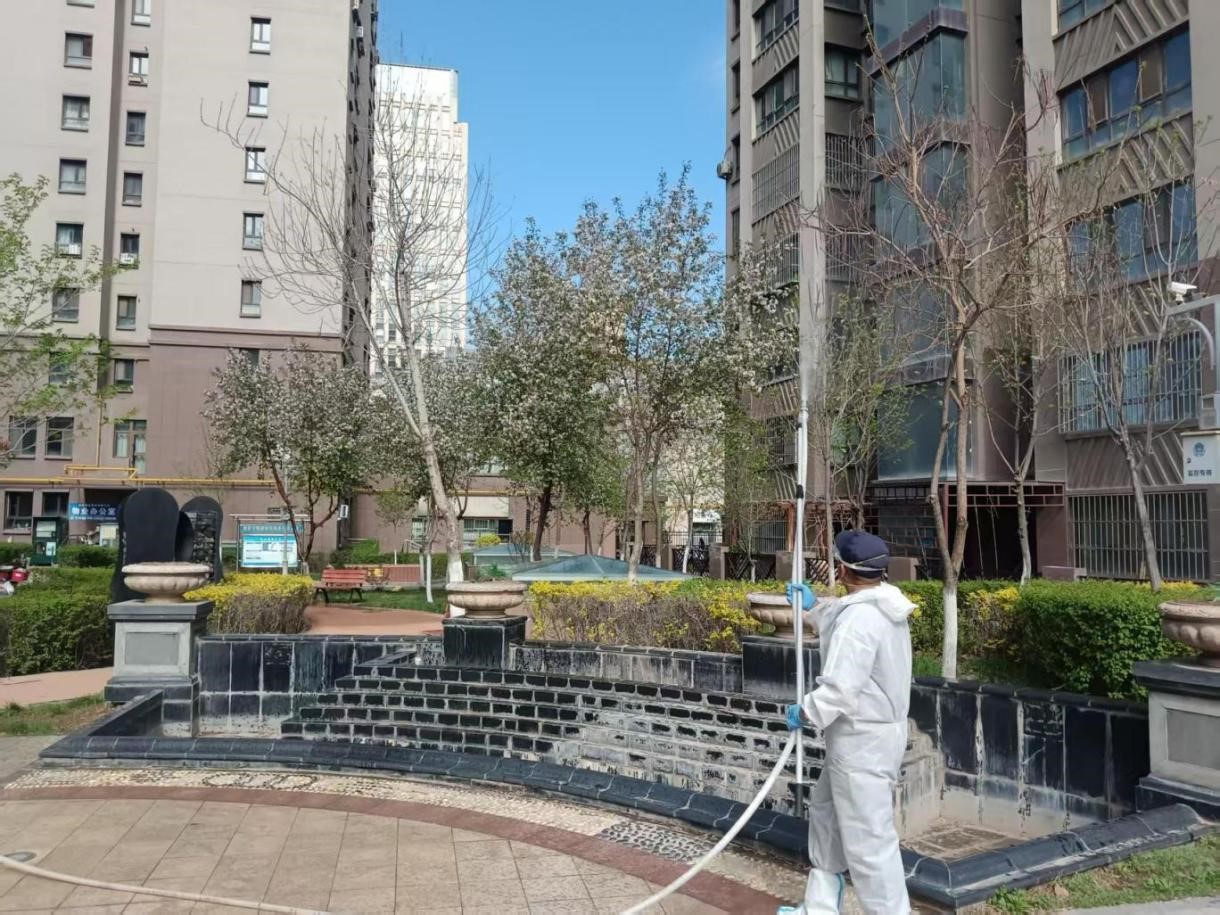 碧水錦苑小區開展樹木噴藥工作，守護綠化環境